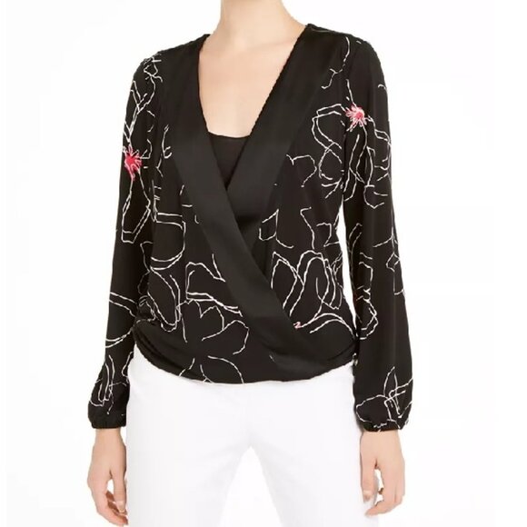 Alfani Printed Surplice-Neck Blouse - Picture 1 of 7